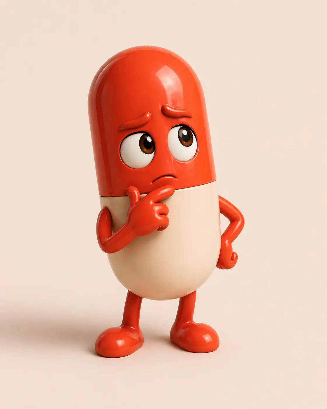 A thoughtful supplement mascot